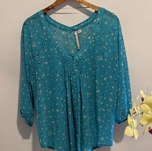 Lauren Conrad/ Floral Blue Blouse